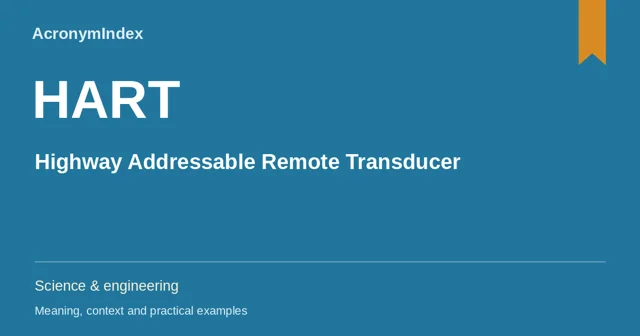 HART — Highway Addressable Remote Transducer; Science & engineering