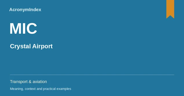 MIC — Crystal Airport; Transport & aviation