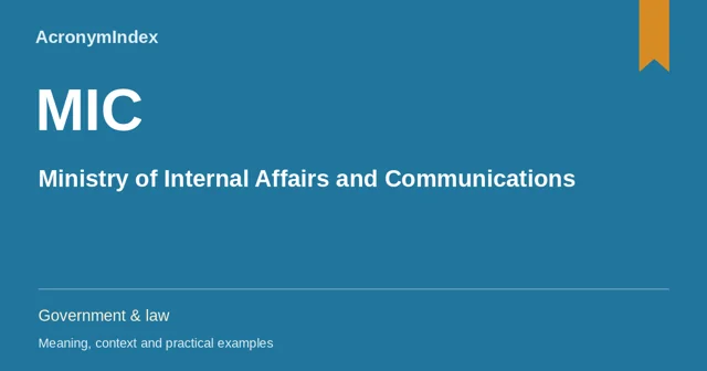 MIC — Ministry of Internal Affairs and Communications; Government & law