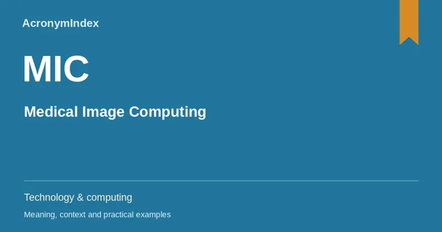 MIC — Medical Image Computing; Technology & computing